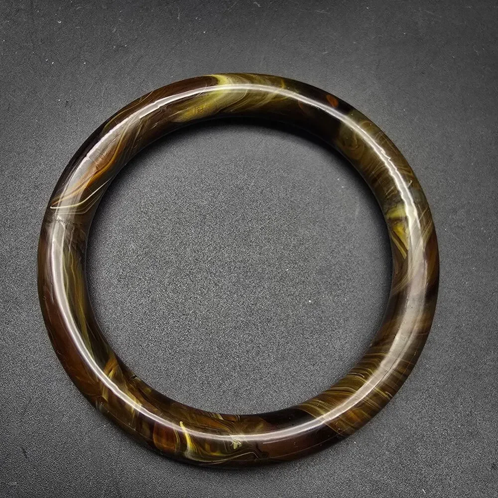 Brown Marbled Glass Bangle Bracelet Vintage Costume Jewelry